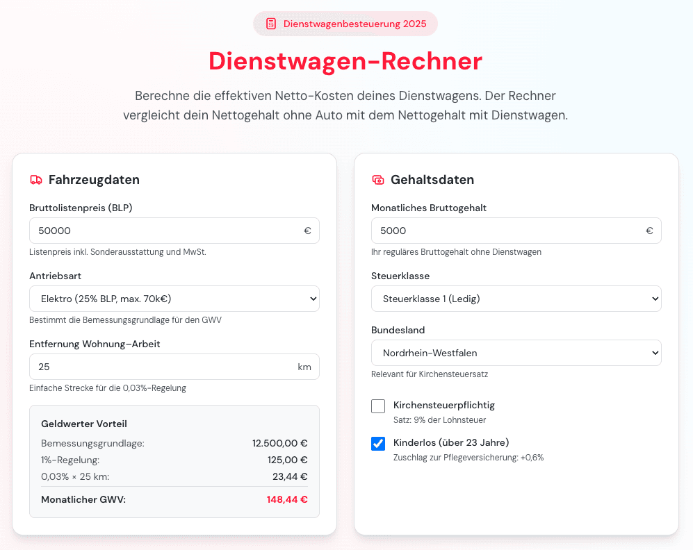 Dienstwagen-Rechner 2025: Lohnt sich das E-Auto als Firmenwagen?
