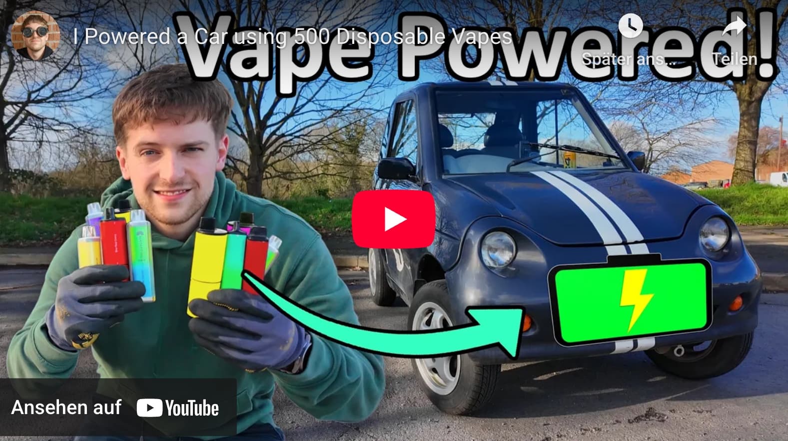 Elektroauto mit 500 Vape-Batterien: YouTuber baut das erste „USB-C-Auto“