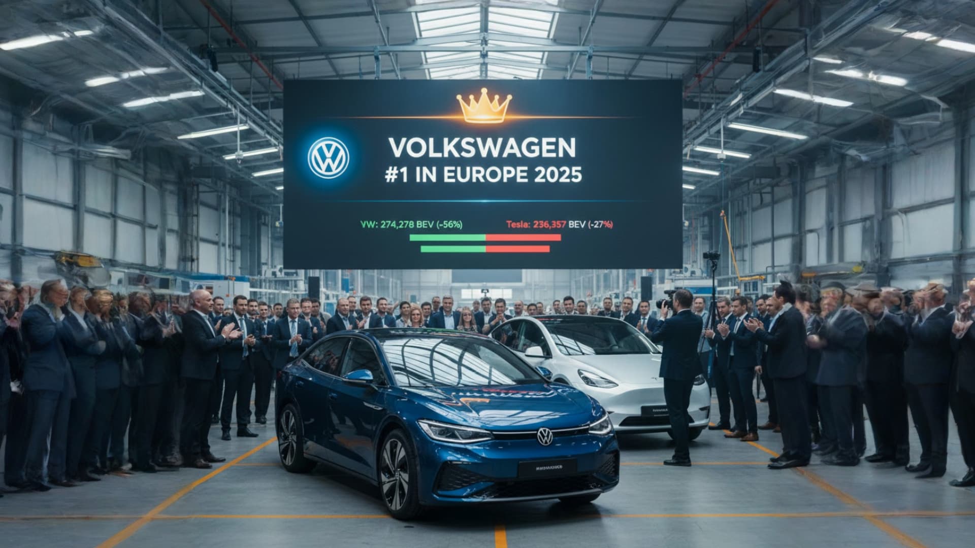 VW überholt Tesla 2025: Volkswagen ist neuer E-Auto-König in Europa