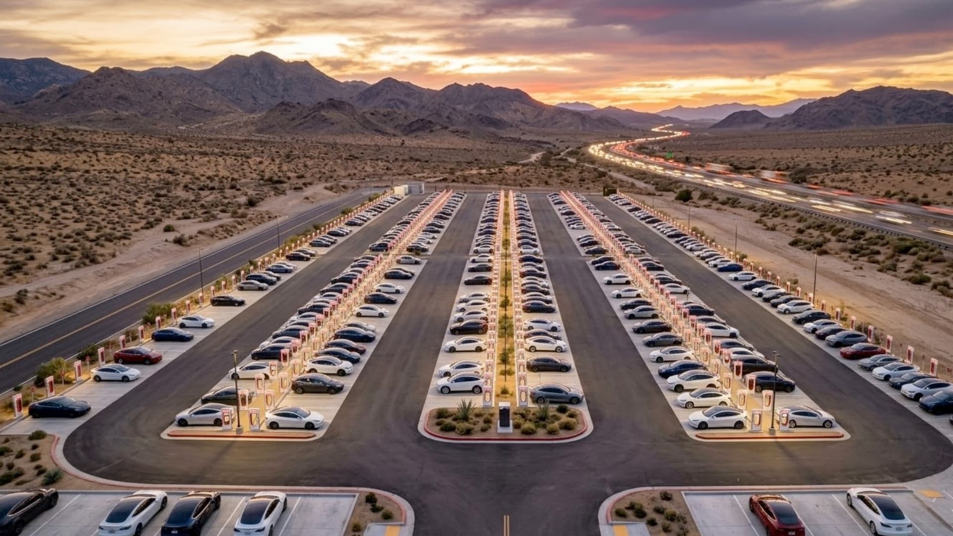 Tesla baut größten Supercharger der Welt: 400 Stalls in Yermo