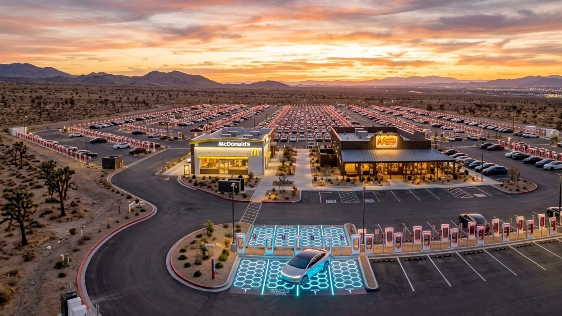 Gigantismus in der Wüste: Tesla plant Mega-Supercharger mit 400+ Stalls