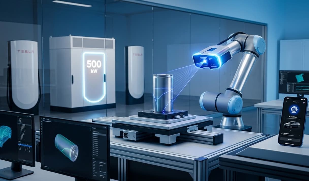 Tesla Kurznews: 4680-Spionage, 500-kW-Laden & Smart-Windshield