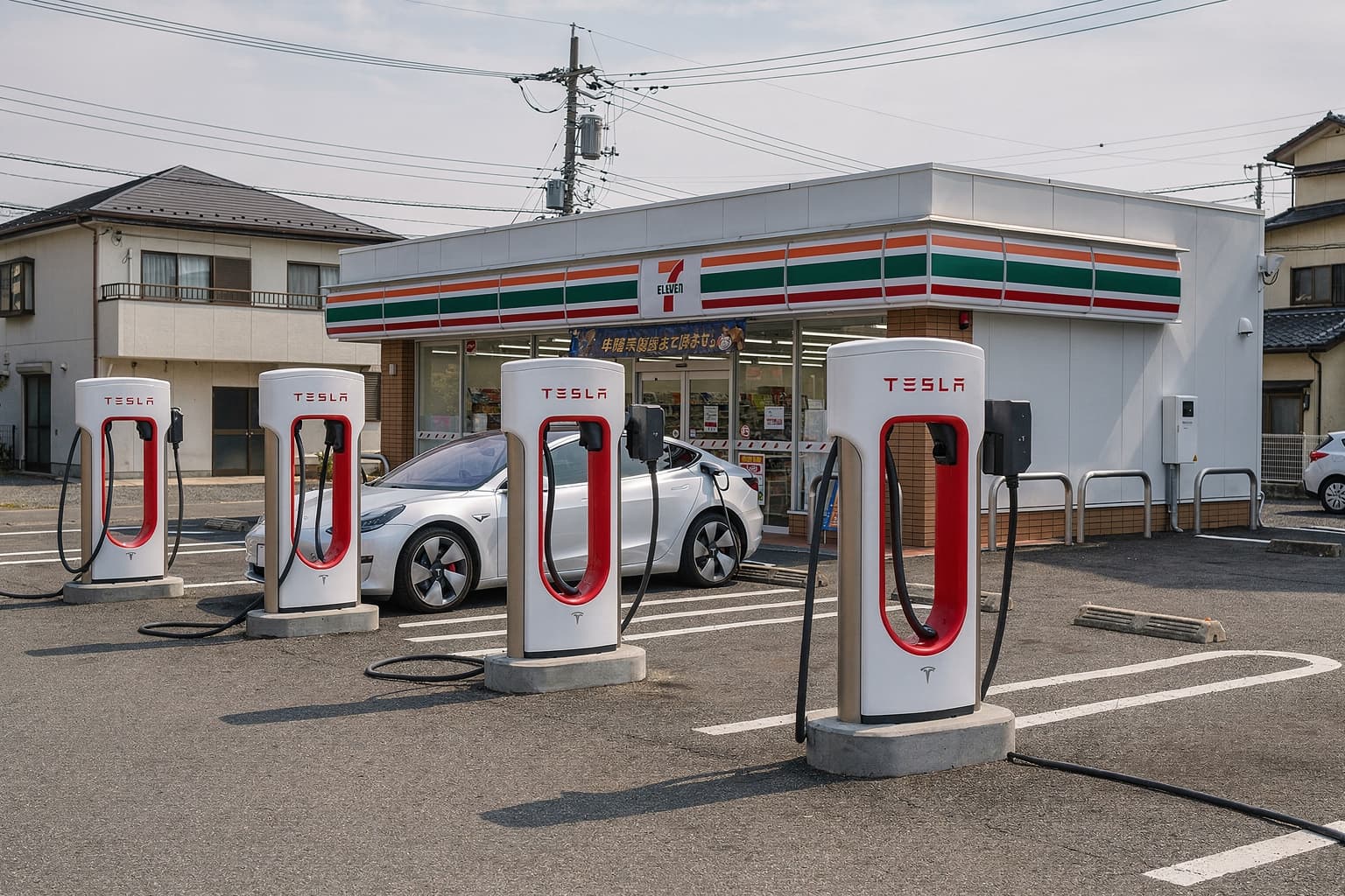 Tesla bringt Supercharger an 7-Eleven in Japan, Laden beim Snack wird zum Normalfall